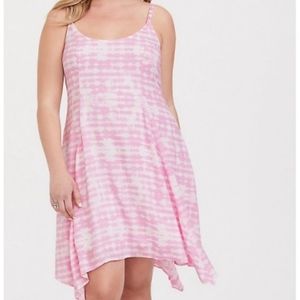 TORRID PINK TIE DYE CHALLIS HANDKERCHIEF DRESS Plus Size 1X